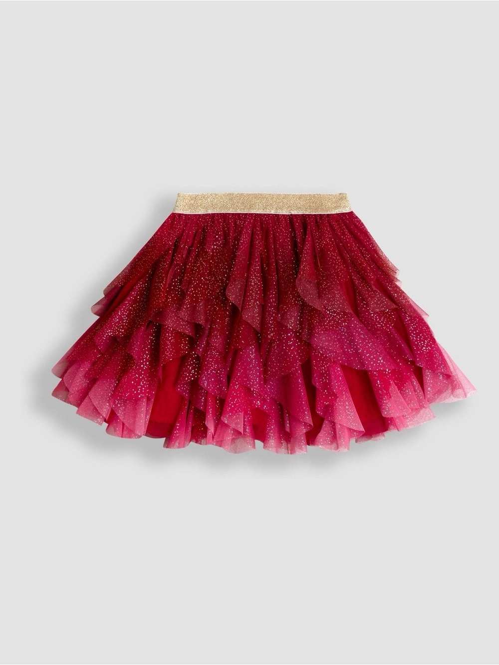 JoJo Maman Bebe Layered Tulle Skirt with Gold Waistband - Fuchsia Pink 4-5 years